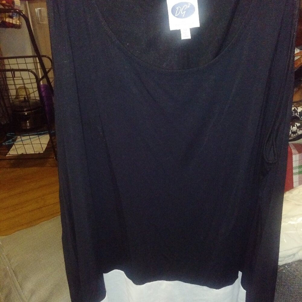 "DG" DIANE GILLMAN FOR HSN SLEEVELESS FLOWING CHIFFON TRIM TANK SIZE 3X